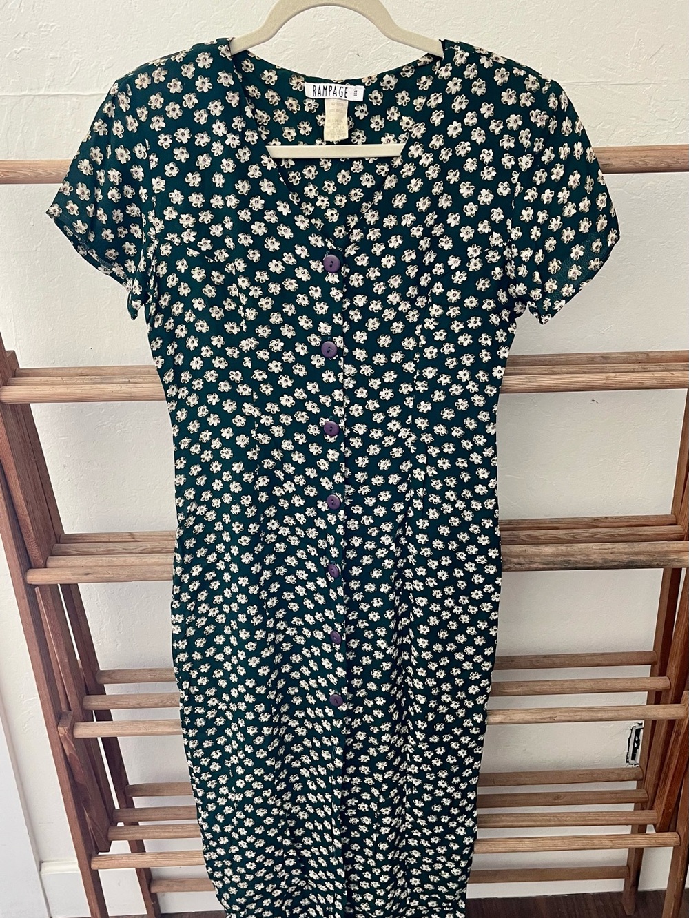 Vintage Rampage Green Floral Button-Front Dress